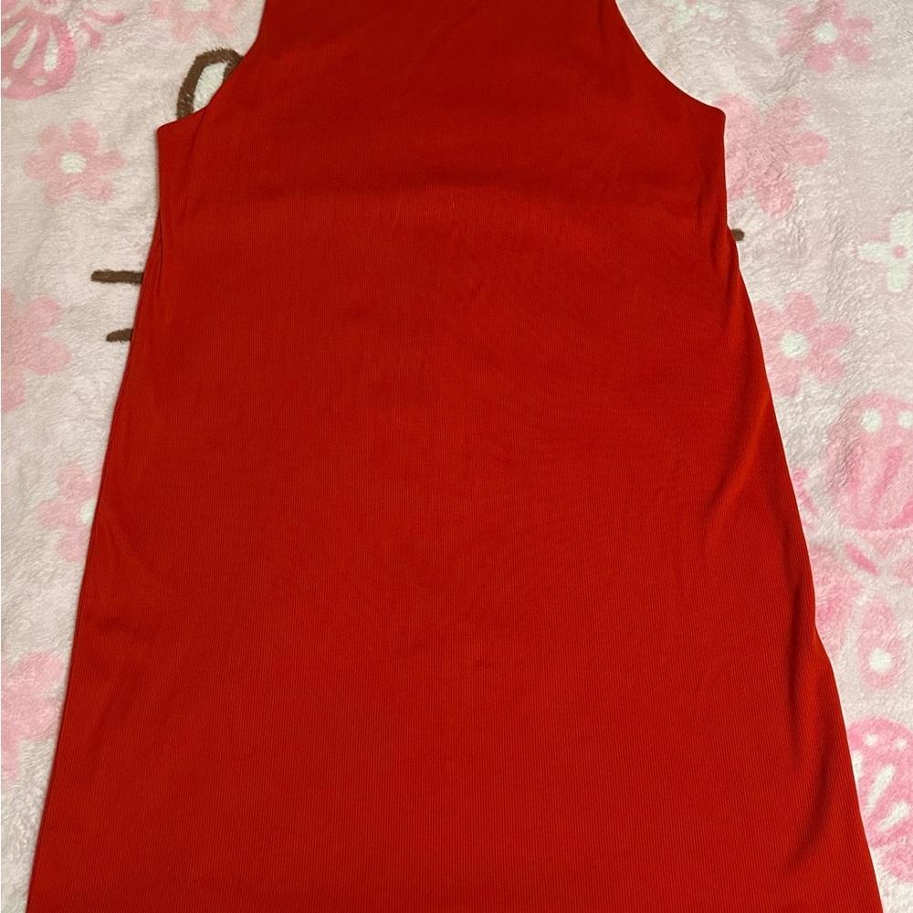 Red ribbed tank dress
